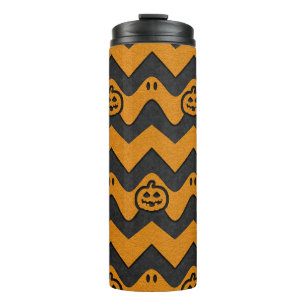 Halloween-Chevron-Muster mit Geistern und Kürbisse Thermosbecher