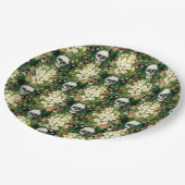 Halloween Chic Floral Skull Raute Muster Pappteller (Schrägansicht)