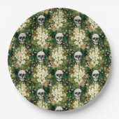 Halloween Chic Floral Skull Raute Muster Pappteller (Vorderseite)