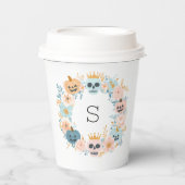 Halloween Chic Modern Pink Blue Urkaffee Pappbecher (Vorderseite)