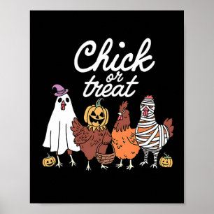 Halloween Chick or Leckerei Funny Ghost Chicken La Poster