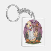 Halloween Chicken #12 Digitale Kunst Schlüsselanhänger (Vorderseite links)