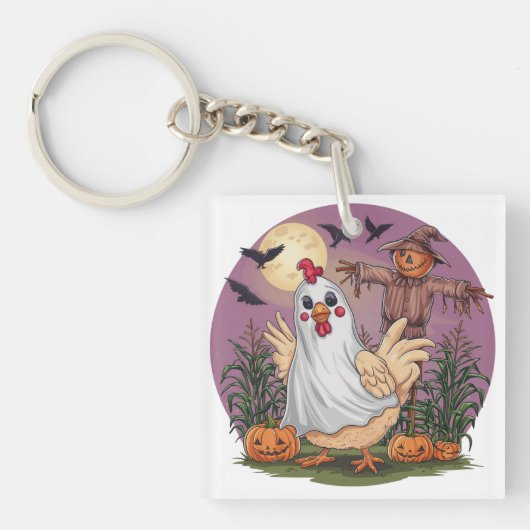 Halloween Chicken #12 Digitale Kunst Schlüsselanhänger (Vorderseite)