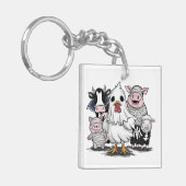 Halloween Chicken #13 Digitale Kunst Schlüsselanhänger (Vorderseite links)