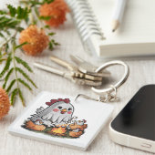 Halloween Chicken #5 Digitale Kunst Schlüsselanhänger (Vorderseite rechts)