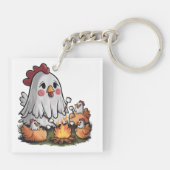 Halloween Chicken #5 Digitale Kunst Schlüsselanhänger (Rückseite)