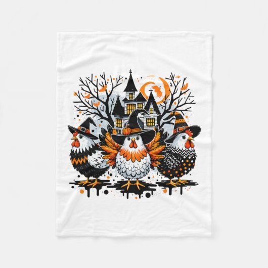 Halloween Chickens Bauer Chicken Girl Fleecedecke (Vorderseite)