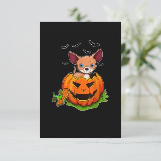 Halloween Chihuahua Dog Lovers Pumpkin Grunge Jack RSVP Karte (Stehend Vorderseite)