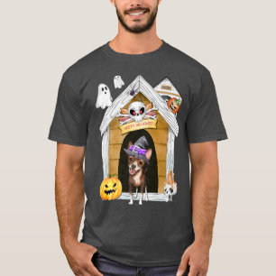 Halloween Chihuahua Dog Witch Haunted House  T-Shirt