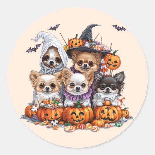 Halloween Chihuahua Dogs Runder Aufkleber (Vorderseite)