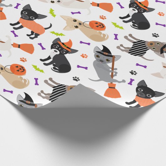 Halloween Chihuahua Geschenkpapier (Ecke)