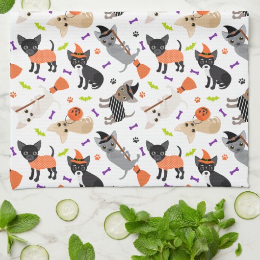 Halloween Chihuahua Geschirrtuch (Gefaltet)