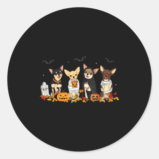Halloween Chihuahua Ghost Soky Chihuahua Lovers Do Runder Aufkleber (Vorderseite)