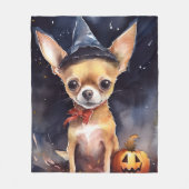 Halloween chihuahua mit Pumpkins Beängstigend Fleecedecke (Vorderseite)