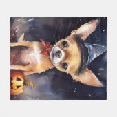 Halloween chihuahua mit Pumpkins Beängstigend Fleecedecke (Vorderseite (Horizontal))
