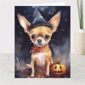 Halloween chihuahua mit Pumpkins Beängstigend Karte (Vorderseite)