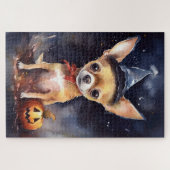 Halloween chihuahua mit Pumpkins Beängstigend Puzzle (Horizontal)