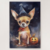 Halloween chihuahua mit Pumpkins Beängstigend Puzzle (Vertikal)
