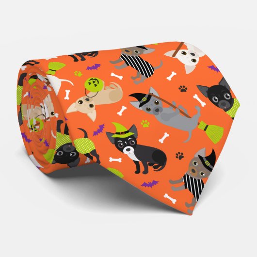 Halloween Chihuahua Neck Tie Krawatte (Gerollt)