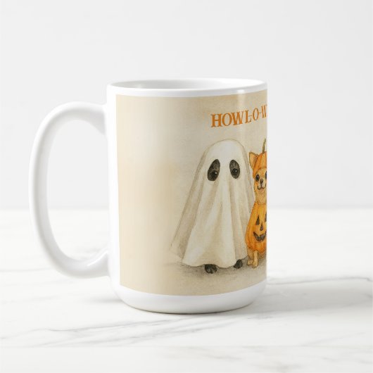 Halloween Chihuahua Tasse – Süßer Geist, Kürbis, (Links)