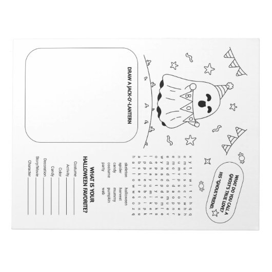 Halloween Children's Activy Worksheet Notizblock (Vorderseite)