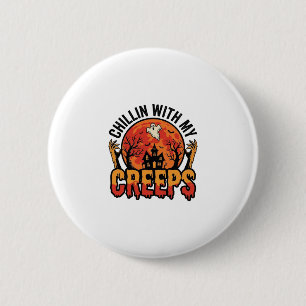 Halloween Chillen mit meinen Creeps Vintage T-Shir Button