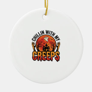 Halloween Chillen mit meinen Creeps Vintage T-Shir Keramik Ornament