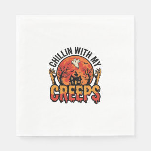 Halloween Chillen mit meinen Creeps Vintage T-Shir Serviette