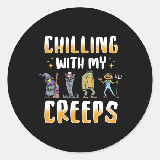 Halloween Chilling mit Creeps Runder Aufkleber (Vorderseite)