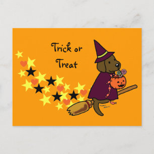 Halloween Chocolate Labrador Cartoon 1 Postkarte