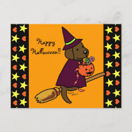 Halloween Chocolate Labrador Cartoon 1 Postkarte