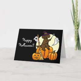 Halloween Chocolate Labrador Cartoon 2 Karte