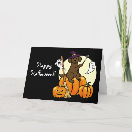 Halloween Chocolate Labrador Cartoon 2 Karte (Vorderseite)