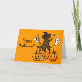 Halloween Chocolate Labrador Cartoon 2 Karte