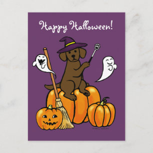 Halloween Chocolate Labrador Cartoon 2 Postkarte