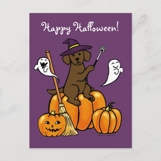 Halloween Chocolate Labrador Cartoon 2 Postkarte (Vorderseite)