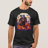 Halloween Chocolate Labrador Dog Witch Hat Jack O T-Shirt (Vorderseite)