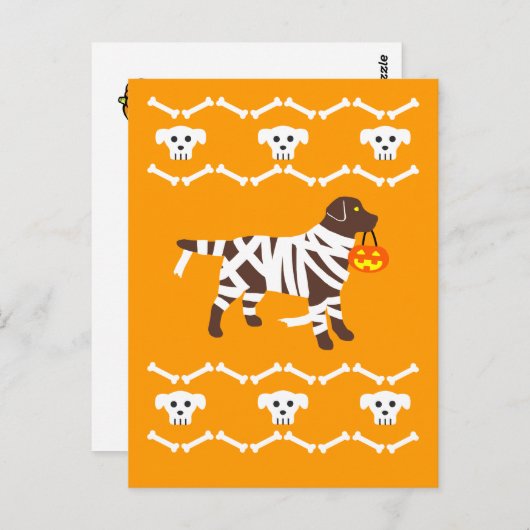 Halloween Chocolate Labrador Mummy Postcard Postkarte (Vorne/Hinten)