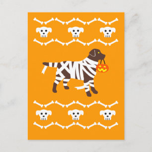 Halloween Chocolate Labrador Mummy Postcard Postkarte