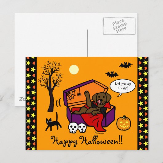 Halloween Chocolate Labrador Vampire Postkarte (Vorne/Hinten)