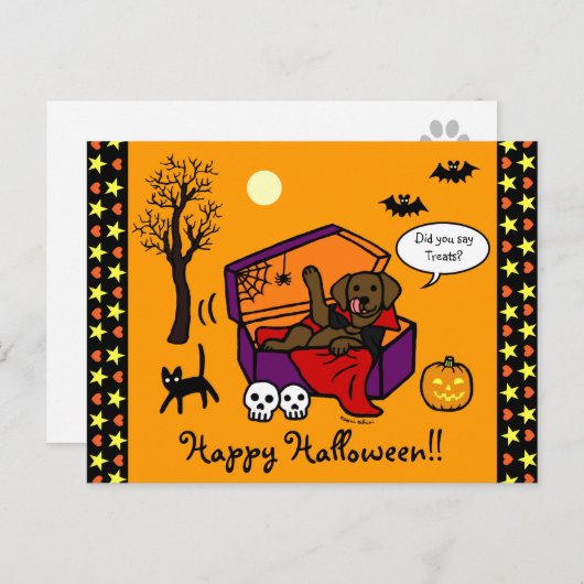 Halloween Chocolate Labrador Vampire Postkarte (Vorne/Hinten)