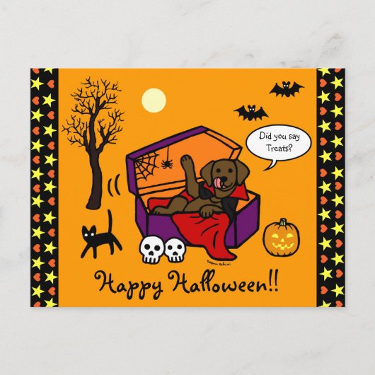 Halloween Chocolate Labrador Vampire Postkarte (Vorderseite)