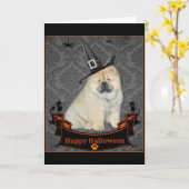 Halloween-Chow-Chow Karte (Gelbe Blume)