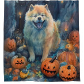 Halloween Chow Chow mit Pumpkins Beängstigend Duschvorhang (Vorderseite)