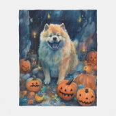 Halloween Chow Chow mit Pumpkins Beängstigend Fleecedecke (Vorderseite)