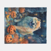 Halloween Chow Chow mit Pumpkins Beängstigend Fleecedecke (Vorderseite (Horizontal))
