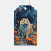 Halloween Chow Chow mit Pumpkins Beängstigend Geschenkanhänger (Rückseite)
