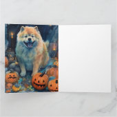 Halloween Chow Chow mit Pumpkins Beängstigend Karte (Innenseite)