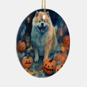 Halloween Chow Chow mit Pumpkins Beängstigend Keramik Ornament (Rechts)