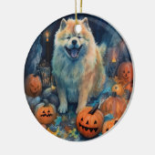 Halloween Chow Chow mit Pumpkins Beängstigend Keramik Ornament (Links)